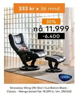 Skeidar Stressless Wing (M) Stol tilbud