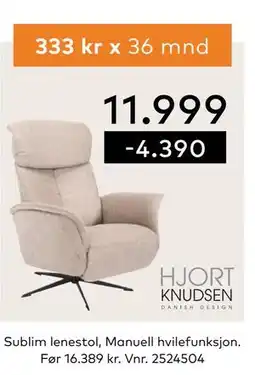 Skeidar Sublim lenestol, Manuell hvilefunksjon tilbud