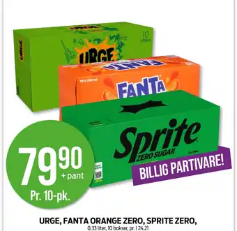 Kiwi URGE, FANTA ORANGE ZERO, SPRITE ZERO, tilbud