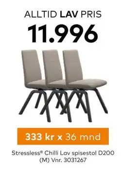 Skeidar Stressless Chilli Lav spisestol tilbud