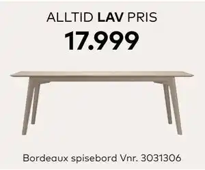 Skeidar Bordeaux spisebord tilbud