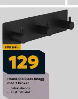 Megaflis House Rio Black knagg med 3 kroker tilbud