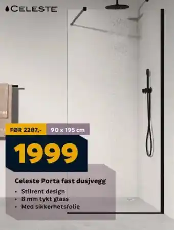 Megaflis Celeste Porta fast dusjvegg tilbud