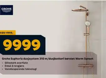 Megaflis Grohe Euphoria dusjsystem 310 m/dusjbatteri børstet Warm Sunset tilbud