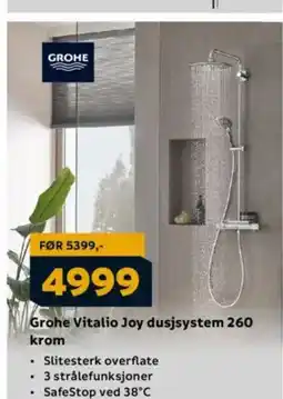 Megaflis Grohe Vitalio Joy dusjsystem 260 krom tilbud