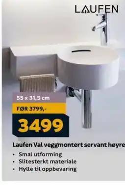 Megaflis Laufen Val veggmontert servant høyre tilbud