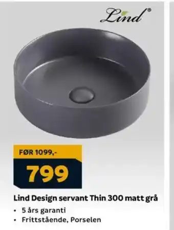 Megaflis Lind Design servant Thin 300 matt grå tilbud