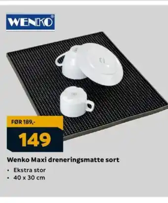 Megaflis Wenko Maxi dreneringsmatte sort tilbud