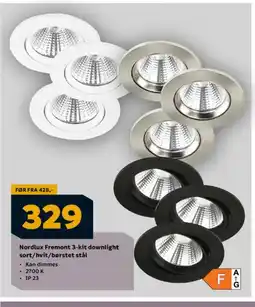 Megaflis Nordlux Fremont 3-kit downlight sort/hvit/børstet stål tilbud