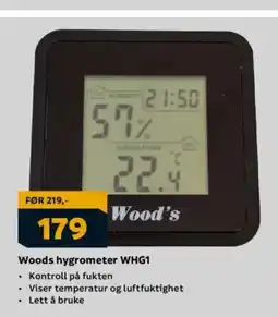 Megaflis Woods hygrometer WHG1 tilbud