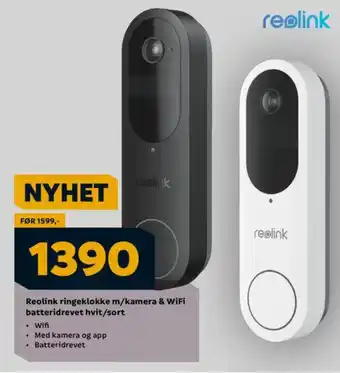 Megaflis Reolink ringeklokke m/kamera & WiFi tilbud