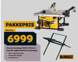 Megaflis Dewalt bordsag 1850W 210mm + Dewalt sagbordstativ til bordsag tilbud