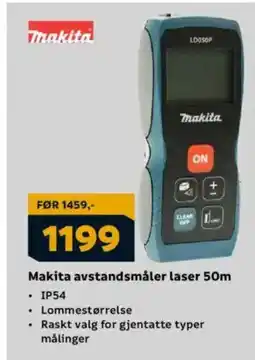 Megaflis Makita avstandsmåler laser 50m tilbud