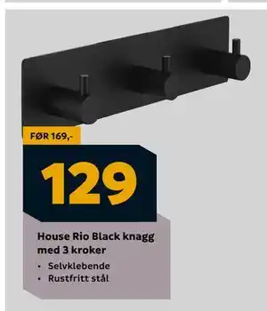 Megaflis House Rio Black knagg med 3 kroker tilbud