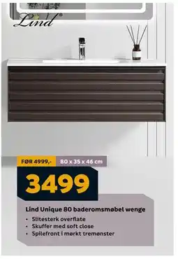 Megaflis Lind Unique 80 baderomsmøbel wenge tilbud