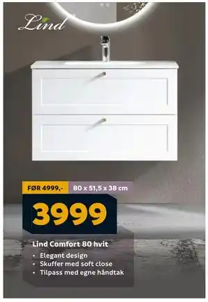 Megaflis Lind Comfort 80 hvit tilbud