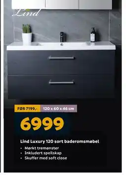 Megaflis Lind Luxury 120 sort baderomsmøbel tilbud