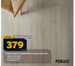 Megaflis Pergo vinylgulv Lysefjord Pad Pro grey valley oak tilbud