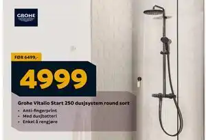 Megaflis Grohe Vitalio Start 250 dusjsystem round sort tilbud