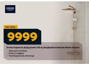 Megaflis Grohe Euphoria dusjsystem 310 m/dusjbatteri børstet Warm Sunset tilbud