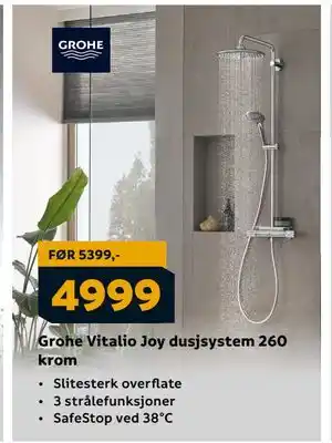 Megaflis Grohe Vitalio Joy dusjsystem 260 krom tilbud