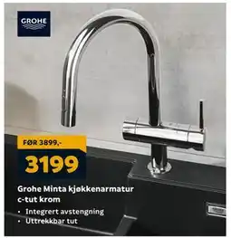 Megaflis Grohe Minta kjøkkenarmatur c-tut krom tilbud