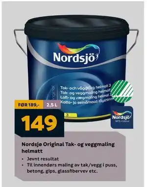 Megaflis Nordsjø Original Tak- og veggmaling helmatt tilbud