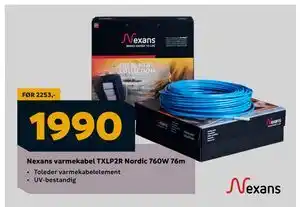 Megaflis Nexans varmekabel TXLP2R Nordic 760W 76m tilbud