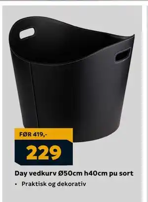 Megaflis Day vedkurv Ø50cm h40cm pu sort tilbud