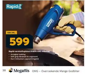 Megaflis Rapid varmluftspistol R1800 inkl. tilbehør tilbud