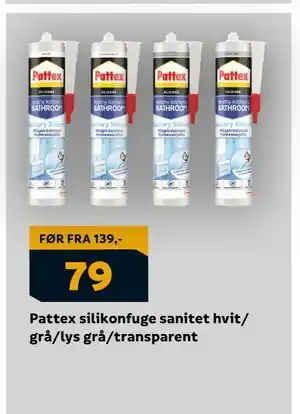 Megaflis Pattex silikonfuge sanitet hvit/ grå/lys grå/transparent tilbud