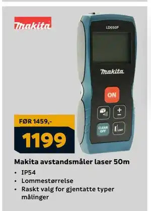 Megaflis Makita avstandsmåler laser 50m tilbud