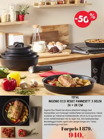 Kitch'n TEFAL INGENIO ECO RESIST PANNESETT 3 DELER tilbud