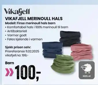 Sport Outlet Vikaljell VIKAFJELL MERINOULL HALS Modell: Finse merinoull hals barn tilbud