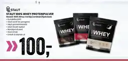 Sport Outlet STAUT 100% WHEY PROTEINPULVER Modell: 100% Whey Vanilje/Jordbær/Sjokolade tilbud