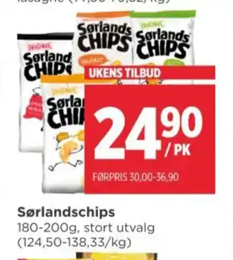 Meny Sørlandschips tilbud