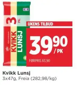 Meny KVIKK Lunsj tilbud