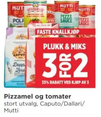 Meny Pizzamel og tomater tilbud