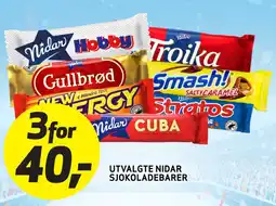 Bunnpris Utvalgte nidar sjokoladebarer tilbud