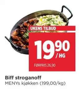 Meny Biff stroganoff tilbud