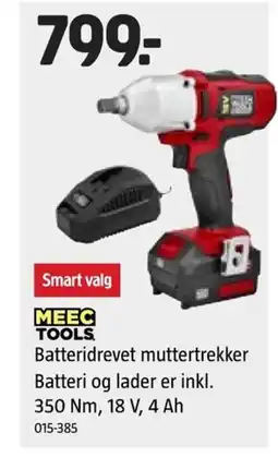 Jula Batteridrevet muttertrekker Batteri og lader er inkl. 350 Nm, 18 V, 4 Ah tilbud