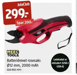 Jula MEEC TOOLS. Batteridrevet rosesaks 012 mm, 2000 mAh tilbud