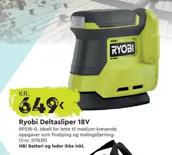 Mekk Ryobi deltasliper 18v tilbud