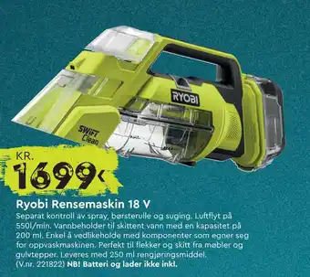 Mekk Ryobi rensemaskin 18 v tilbud