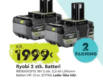 Mekk Ryobi 2 stk. batteri tilbud