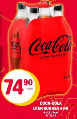 Coop Extra Coca-cola uten sukker 4pk tilbud