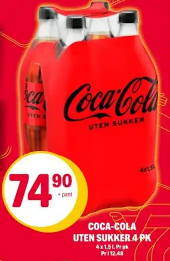 Coop Extra Coca-cola uten sukker 4pk tilbud