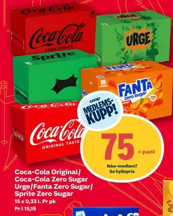 Coop Extra Coca-cola original/ coca-cola zero sugar urge/fanta zero sugar/ sprite zero sugar tilbud