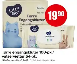 Spar Tørre engangskluter 100-pk./ våtservietter 64-pk. tilbud