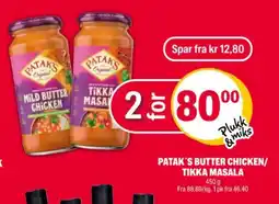 Coop Extra Patak's butter chicken/ tikka masala tilbud